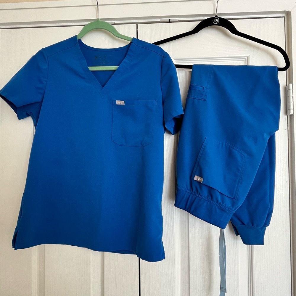 Royal Blue Figs Scrub Set